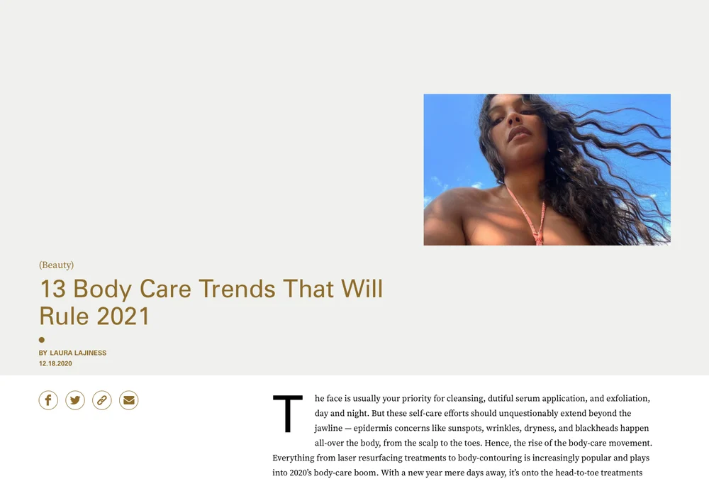 The Zoe Report: 13 Body Care Trends That Will Rule 2021